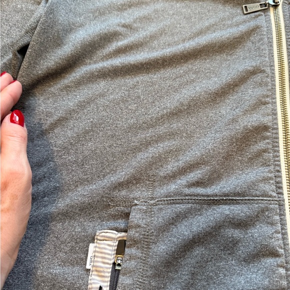 Vuori Performance Full Zip Hoodie Jacket Grey Marl Striped Lined Hoodie L - Picture 8 of 9